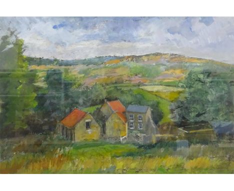Anne Williams (British 20th century): 'Bransdale Mill' Yorkshire, mixed media on paper signed and titled on label verso 31cm 