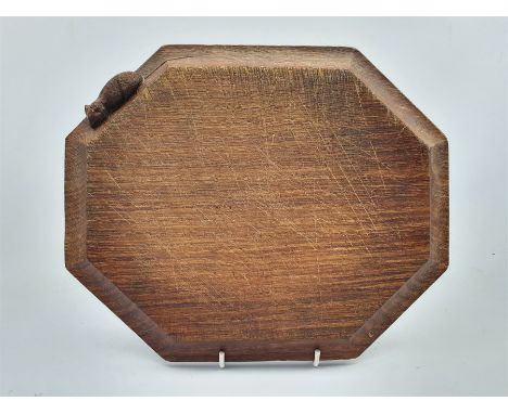 Thompson of Kilburn Mouseman oak cheese board of canted rectangular form with carved mouse signature L30cm - Condition Report