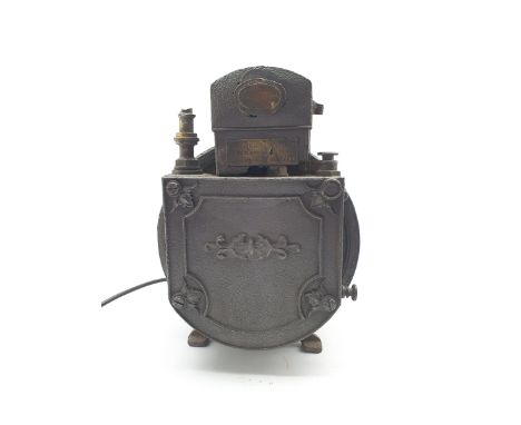 Vintage black metal gas meter by John West converted to a lamp H34cm - Condition Report 