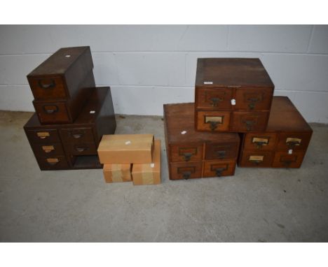 A selection of vintage index filing drawers
