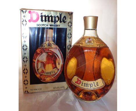 Boxed bottle of Dimple Scotch whisky 70% proof 26 2/3 oz