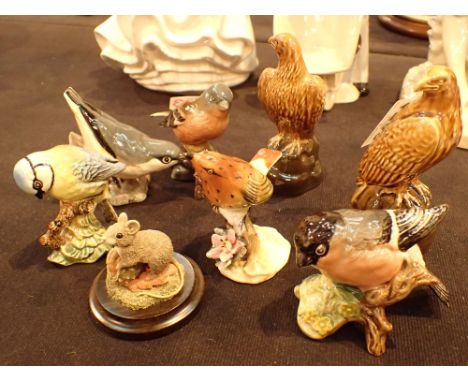 Six Beswick birds Royal Worcester Royal Adderly Warbler and a Royal Doulton Mouse