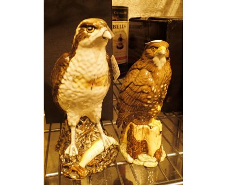 One Buzzard and one Whyte and Mackay ceramic bird decanters with contents