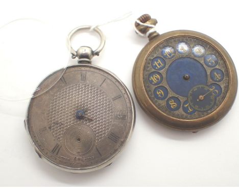 Two vintage pocket watches one with silvered face other brass and enamel both A/F