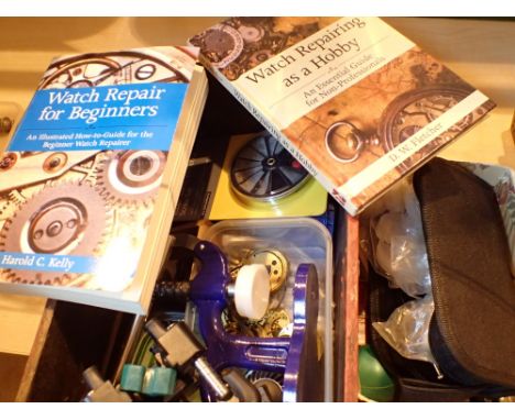 Mixed pocket and wristwatch parts dials etc and watch repair tools