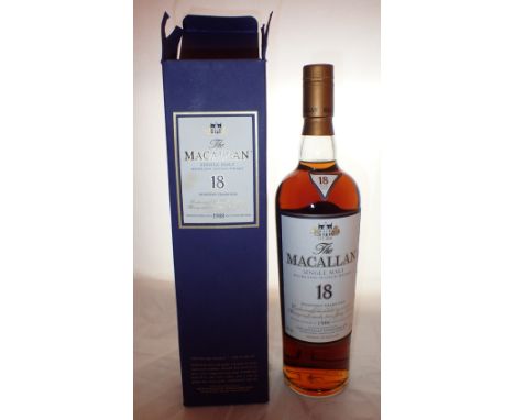 The Macallan single malt Scotch whisky 18 years old 43% 70cl CONDITION REPORT: The seal is undamaged, and level is correct. T