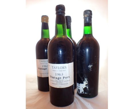 Four bottles of Taylors 1963 vintage port racked and cellared