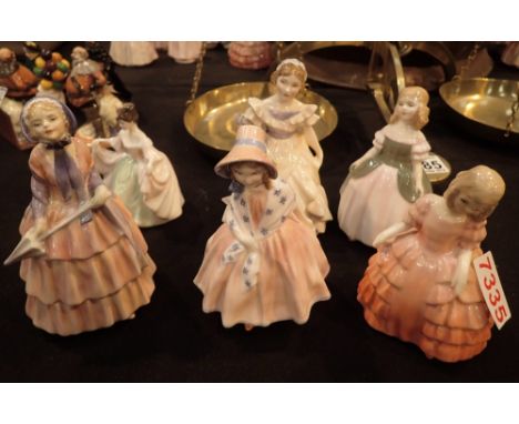 Six Royal Doulton figurines all first quality CONDITION REPORT: No cracks, chips or visible restoration.