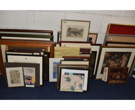 A QUANTITY OF PICTURES AND PRINTS ETC, to include a Tom Maxwell dry point etching of Old West Kirk in Greenock, Henry G Walke