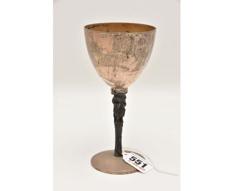 AN ELIZABETH II SILVER GOBLET,  gilt interior, the stem depicting a ram, on a round base, hallmarked 'Stuart Devlin' London 1