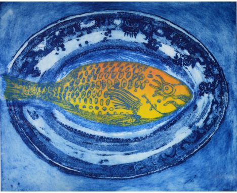 After Susie Perring, Parrotfish on Wedgwood, limited edition colour print, 14/50, signed and titled, 53x59cm and another sign