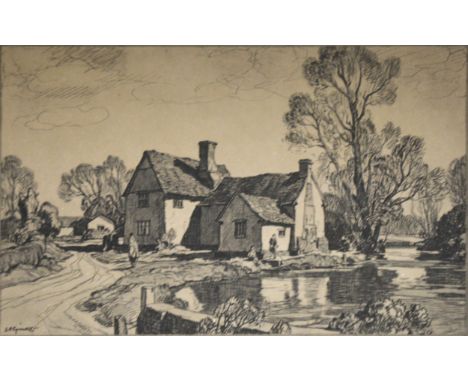 After Leonard Squirrell, Willy Lott's Cottage, Flatford, monochrome print, 15cm x 23cm; another At Fen Drayton; a collection 
