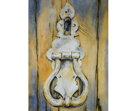 Carolyn McBride, Portuguese Chapel Door Knocker, watercolour, signed and dated '11, mounted and framed in a deep moulded pine