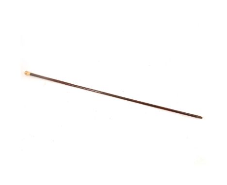 Vintage walking cane, gilt metal mount set with glass, 81cm.