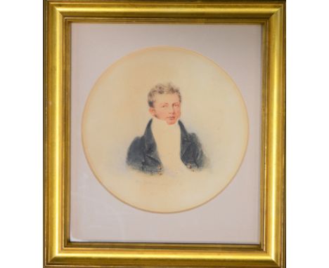 Charles William Day, Georgian miniature head and shoulders portrait, signed and dated June 1824, watercolour and pencil on pa