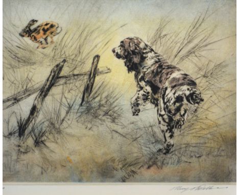 Henry Wilkinson, Hare Coursing and Setters, two limited edition etchings, signed, 25x35cm.