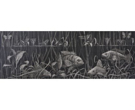 After Mark Millmore, Waters edge, signed limited edition monochrome print, 29x60cm, and other animal prints after Susie Perri