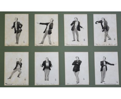 English school, monogrammed 'EN', eight pen and wash caricatures, titled: Half a League...; Char-r-r-ge! For the guns he said