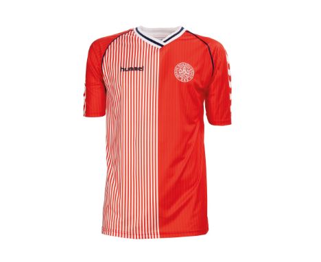 Michael Laudrup (attributed to) - Danish National football team  -1986  - Hummel match jersey, size XL. Jersey prepared/worn 