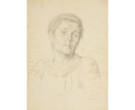 Strang (William, 1859-1929) Portrait of Will Hodson, silverpoint on prepared card, signed lower right, numbered '8' lower lef