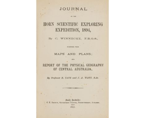 Australasia.- Australia.- Lindsay (David) Journal of the Elder Scientific Exploring Expedition, 1891-2, first edition of the 