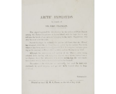 Polar.- Expedition in search of Sir John Franklin.- Arctic Expedition In search of Sir John Franklin, printed flyer, 200 x 16