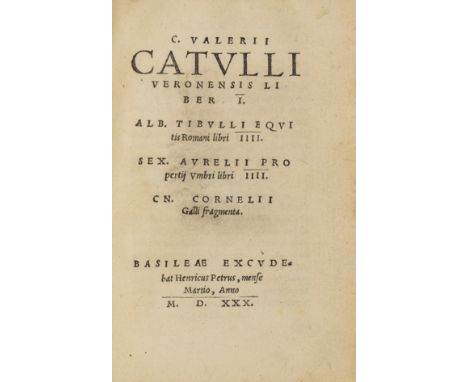 Catullus, Tibullus , Propertius & Caius Cornelius Gallus. C. Valerii Catulli...Liber I. Alb. Tibulli Equitis Romani libri III