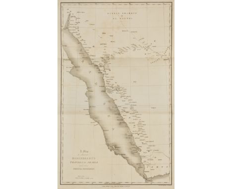 Middle East.- Burckhardt (John Lewis) Travels in Arabia..., first edition, half-title, engraved folding map and 4 plans, adve