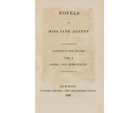 Austen (Jane) Novels, 6 vol. in 5, first collected edition, engraved frontispiece to each vol. but lacking half-titles and ad