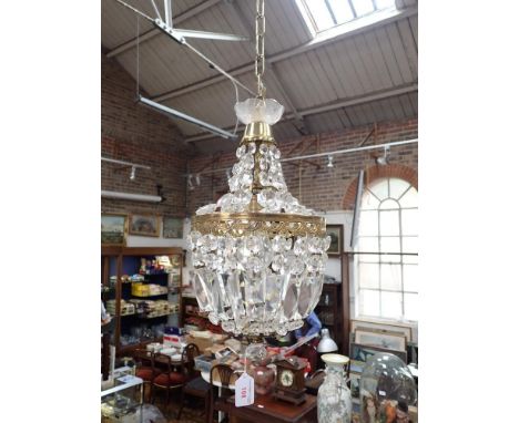 A CUT GLASS BAG CHANDELIER  