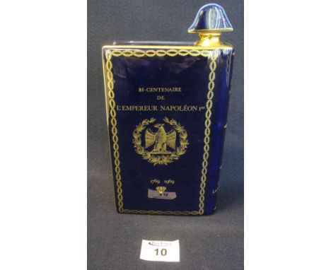 Limoges porcelain spirit flask in the shape of a book with images of Napoleon Bonaparte 1769-1969 by Centenary. (B.P. 24% inc