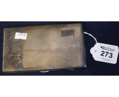 Engine turned silver cigarette case, 2 troy ozs approx. (B.P. 24% incl. VAT) CONDITION REPORT: Clear hallmarks. Badly stained