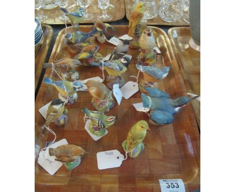 Tray of Royal Worcester bone china wild birds to include; yellow hammers, kingfisher, robin, blue tit, goldfinch etc. (16)(B.