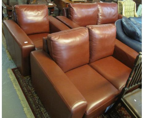 Thomas Lloyd leather three piece suite to include; large two seater sofa, small two seater sofa and armchair. (3)(B.P. 24% in