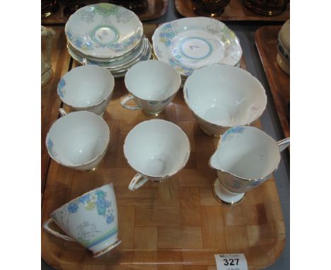 Eighteen piece Royal Stafford art deco design tea service on a white ground with floral sprays and foliage. (B.P. 24% incl. V