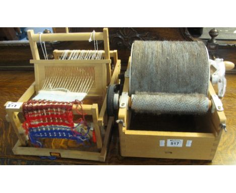 Brio Swedish table top loom, together with carding hand held table top machine. (2)(B.P. 24% incl. VAT)