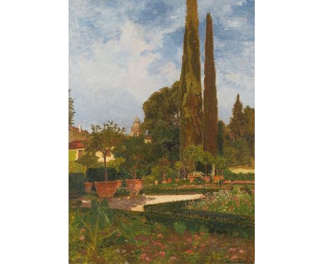 MAX SUPPANTSCHITSCH* (Wien 1865 - 1953 Krems) Giardino Giusti in Verona, 1894 Öl/Leinwand, 87,5 x 63,5 cm signiert M. Suppant