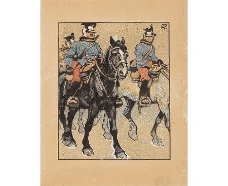 KARL ALEXANDER WILKE* (Leipzig 1879 - 1954 Wien) Ulanen  Mischtechnik/Papier, 27 x 22 cm monogrammiert KW, verso nummeriert 1