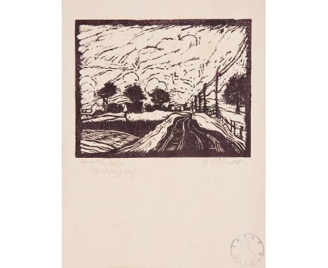 FRANZ BRONSTERT* (Dorsten 1895 - 1967 Freudenberg) Der schräge Weg Linolschnitt/Papier, 15 x 19 cm signiert fr Bronstert, bes