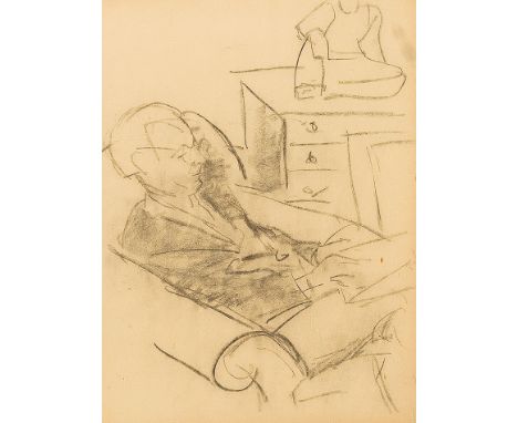 LENE SCHNEIDER-KAINER* (Wien 1885 - 1971 Cochabamba) Der Schriftsteller Kellermann Kohle/Papier, 45 x 33,5 cm Beigabe: Lene S
