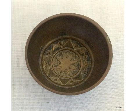 Antique Chinese bronze tea bowl 3cm high