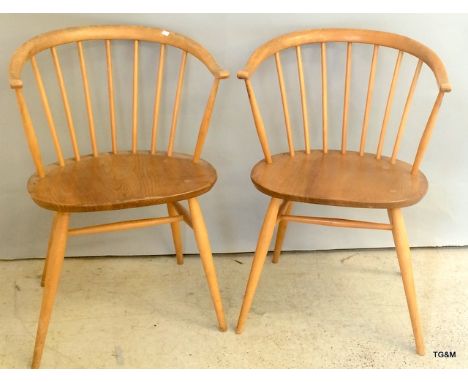A pair Ercol Elm Kitchen chairs