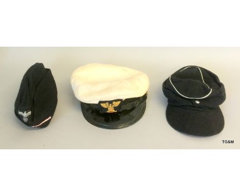 Three reproduction Third Reich caps for the Army, Navy and Air Force