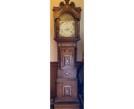 Very large inlaid 19th century walnut &amp; mother of pearl inlay Longcase clock:  Burslem Maker 