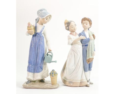 Nao figures Together to the Offering 1238 &amp; Girl Watering Plant 1016: Height of tallest 30cm (2) 