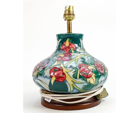 Moorcroft Leicester lamp base: Height 26cm with fittings 