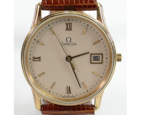 9ct gold OMEGA gents pocket watch 1430 quartz model: Fully hallmarked, not working may just needs a new battery but we make n
