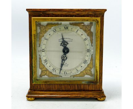 Oak cased Elliot miniature Bracket clock retailed by Piddocks &amp; sons: 