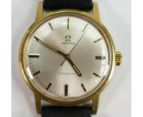 Omega Geneve manual gentlemans wrist watch: Circa late 1960s with leather strap. 