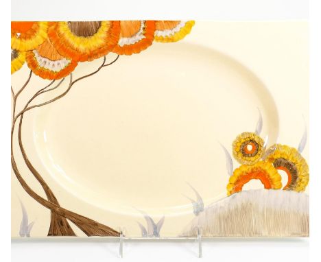 Clarice Cliff (Wilkinson) large rectangular platter in the Rhodanthe design: Length 40cm, width 27cm 